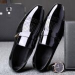 Men's Glossy Brogue Leather Shoes Loafers & Slip-ons Formal Corporate Black - Image 2