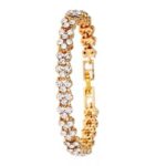 2in1 Studded Women Rhinestone Wrist Watch With Bracelet-Gold - Image 3