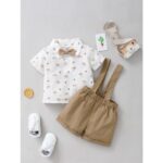 Catpapa 0-24 Months Baby Boy Animal Print Shirt +Starp Pants 2PCS - Image 2