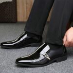 Men's Glossy Brogue Leather Shoes Loafers & Slip-ons Formal Corporate Black - Image 5