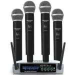 BOMGE 4 Channel Professional Wireless Microphone System With Cordless 4 Handheld Mics.