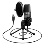 Microphone Podcast Condenser Microphone Audio Video Studio Recording Laptop Computer Gaming USB Mic + Type C & Iphone OTG Adapter (RGB)