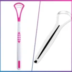 Tongue Cleaner Tongue Scraper Set (1 Plastic And 1 Metal)