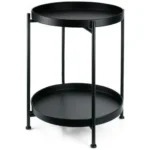 LASA 2-Tier Metal Round Tray Side Table