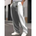 Casual Palazo Drawstring Jogger - White & Grey