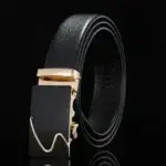 ARHANORY Men's Business Belt Leather Automatic Buckle Belts - Black