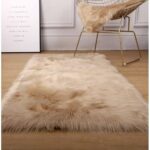 Fur Beige 5by7ft Luxury Fluffy Fur Sheepskin Center Rug