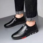 Men Leather Shoes Strap Breathable Non-slip Casual Loafers