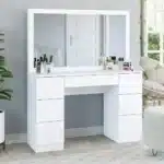 Modern Corner Dresser With Mirror - White