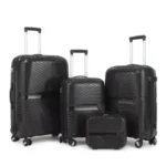 Luxury Unbreakable Rubber 360 Degree Pilot Luggage Boxes Set Of 4 - Black