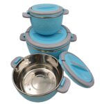 New 3PCS Multi-Capacity Plastic Lunch Box Set with Stainless Steel Food Warmer Inside Dinnerware Set - Image 2