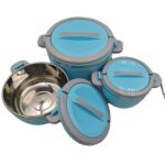 New 3PCS Multi-Capacity Plastic Lunch Box Set with Stainless Steel Food Warmer Inside Dinnerware Set