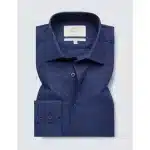 Hawes & Curtis Men's Formal Navy Slim Fit Cotton Stretch Shirt - Single Cuff