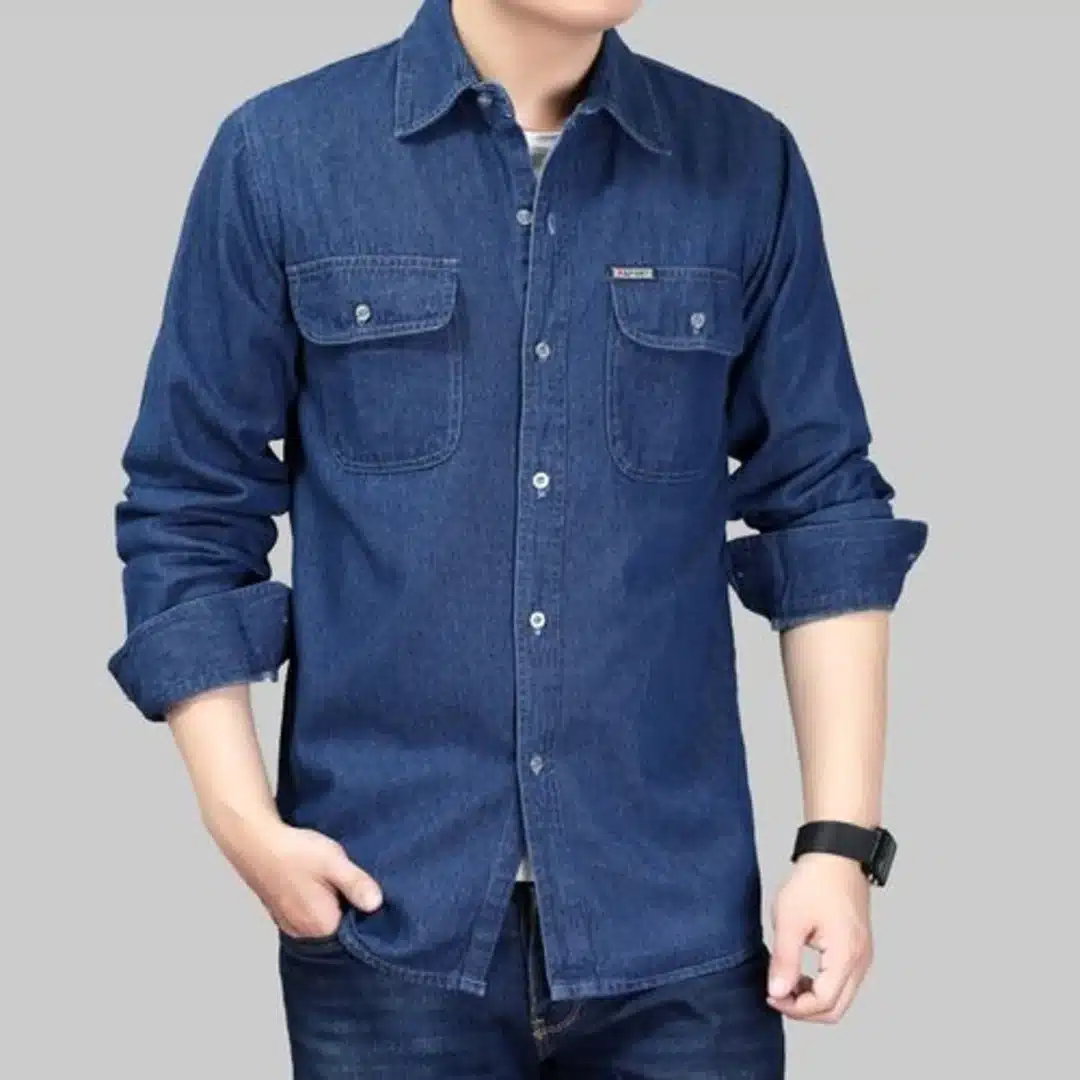 210201_1721912628 Mens Denim Casual Jeans Shirts - Long Sleeve - Image 1