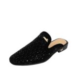 Men's Vintage Rhine Mules Stoned Half Shoes - Black - Image 2