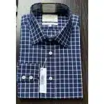 Hawes & Curtis Men's Navy & White Grid Check Slim Fit Shirt - Single Cuff