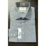 Hawes & Curtis Men's Green & Navy Grid Check Slim Fit Shirt - Single Cuff