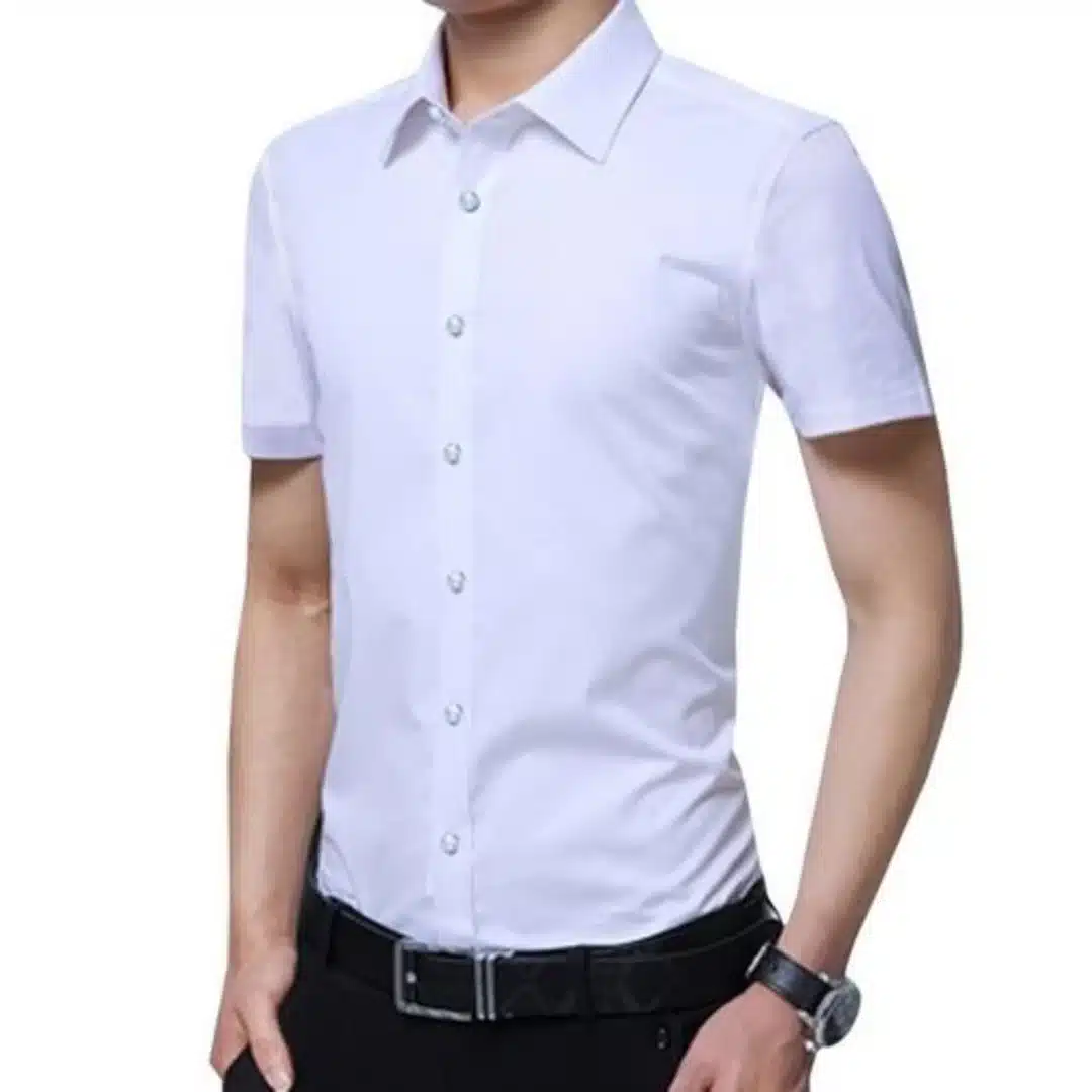 180222_1741873025 Men's Corporate Formal Plain Short Sleeve Shirt - White - Image 1
