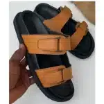 A&S Buckle Brown Slide Footwear