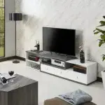 Modern 70'' 3-Drawer Tv Stand - White - Image 2