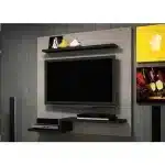 Tv Console Floating Wall Shelve For 32" Tv- Z Biege-black - Image 2