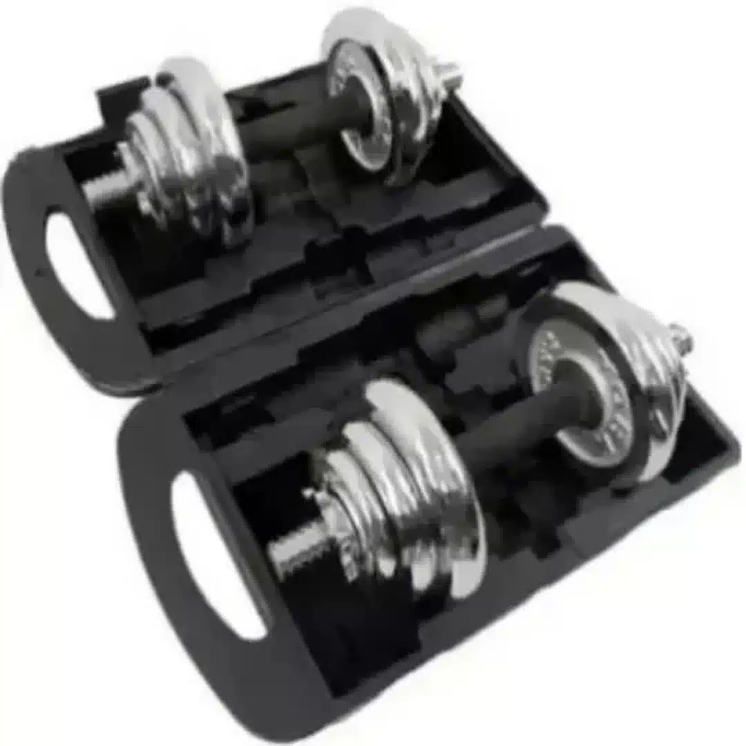 113282_1660067399 Adjustable Chrome Dumbell Set - 20kg - Black - Image 1