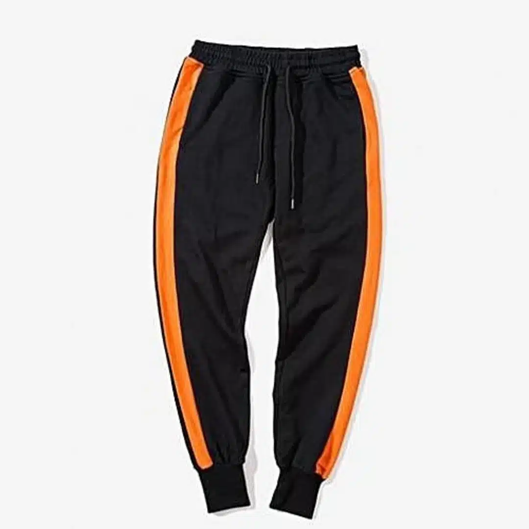 104397_1571767941 Men's Jogger - Black With Orange Stripe - Image 1