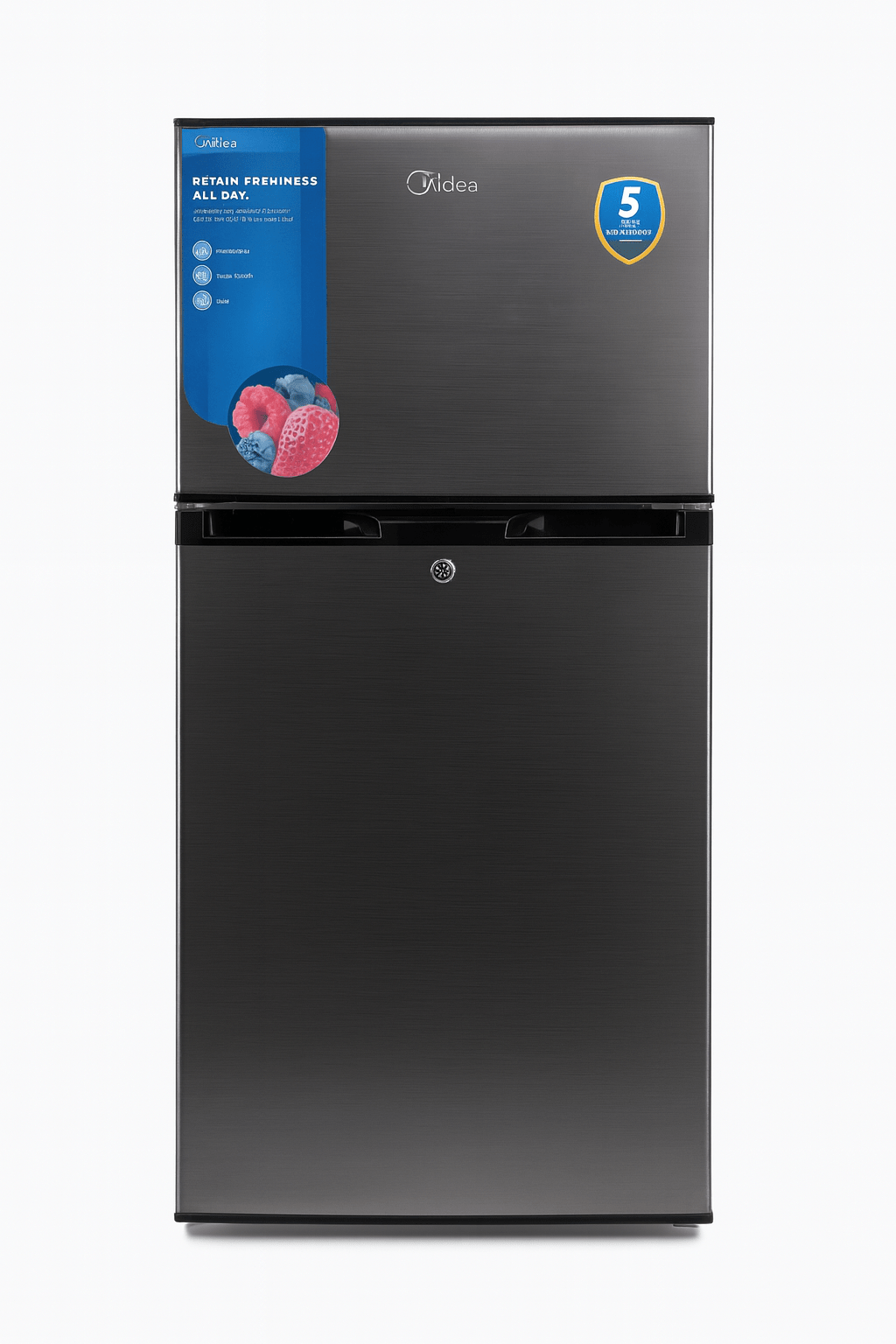 Copilot_20260123_161928 Midea Top-Mount Double-Door Refrigerator – Black Finish - Image 1