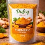 Dufcy Foods Premium Turmeric Powder - Organic & Pure Curcuma for Health & Cooking